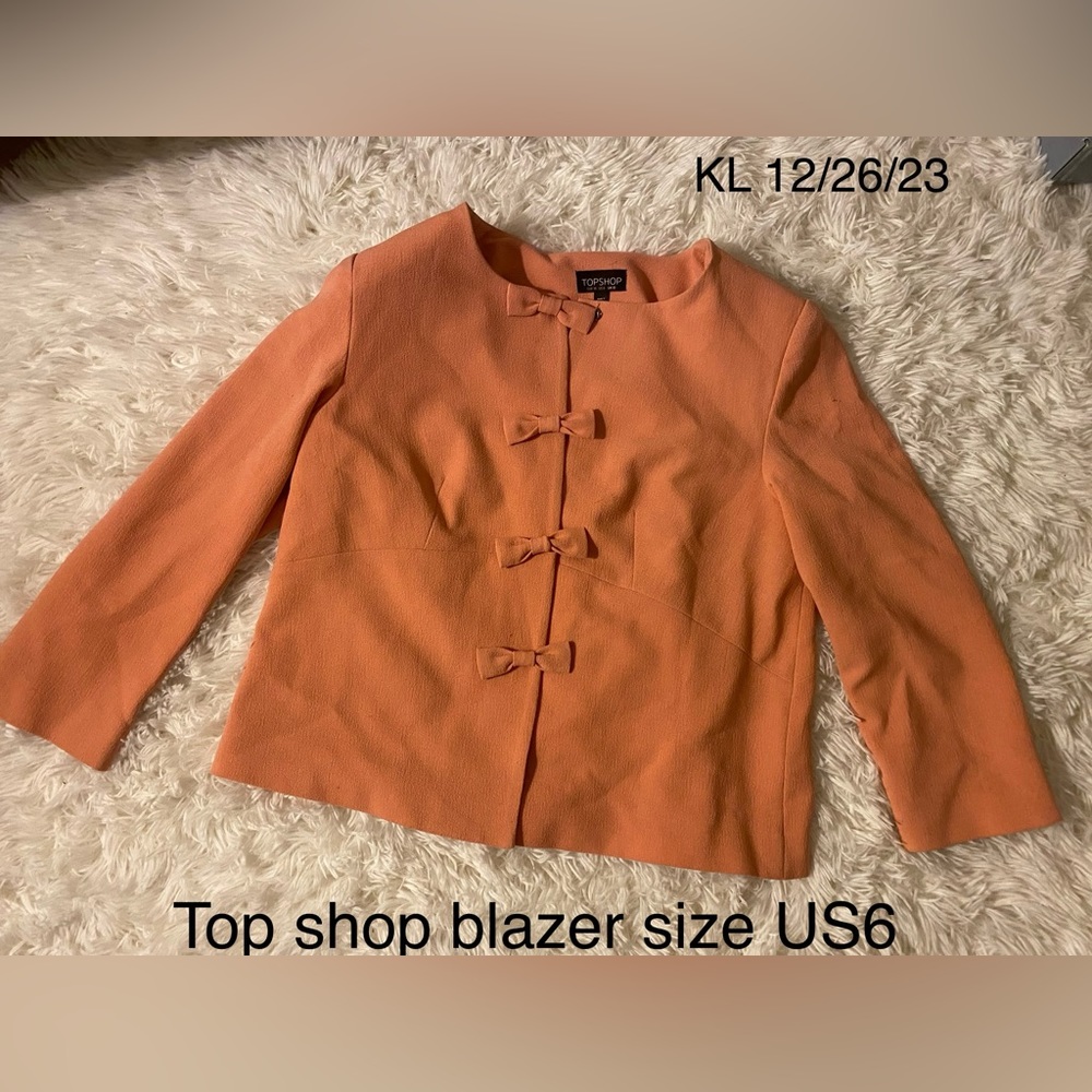 Topshop pink blazer with snap bow enclosures